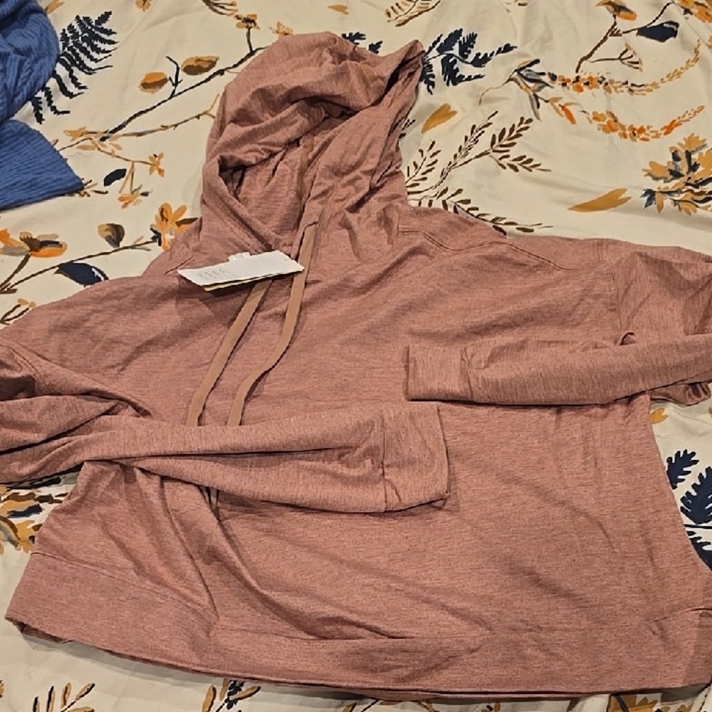 ❤️5/$25 New Women's Pink Brown Hoodie Cropped Stretch